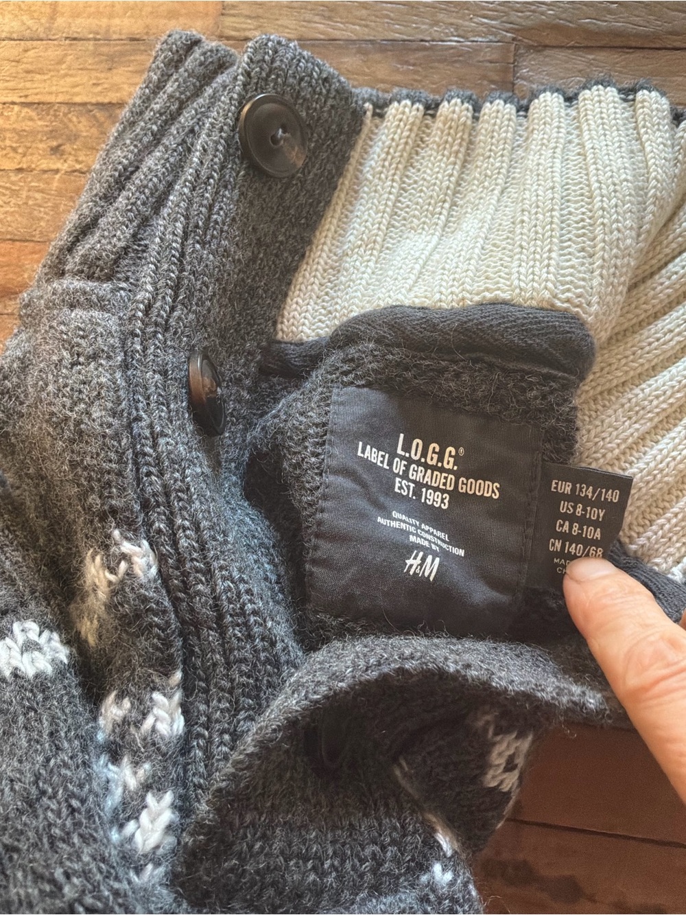 H&M Dark Gray Fair Isle Zip-Neck Knit Sweater - Picture 8 of 8